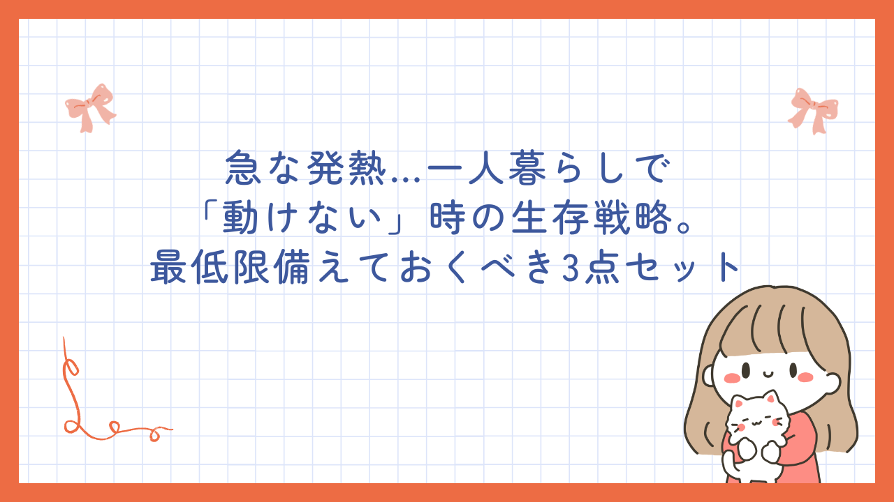 急な発熱…一人暮らしで「動けない」時の生存戦略。最低限備えておくべき3点セット